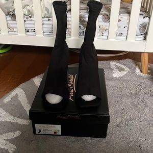 Square Peep Toe High Heel Ankle Booties